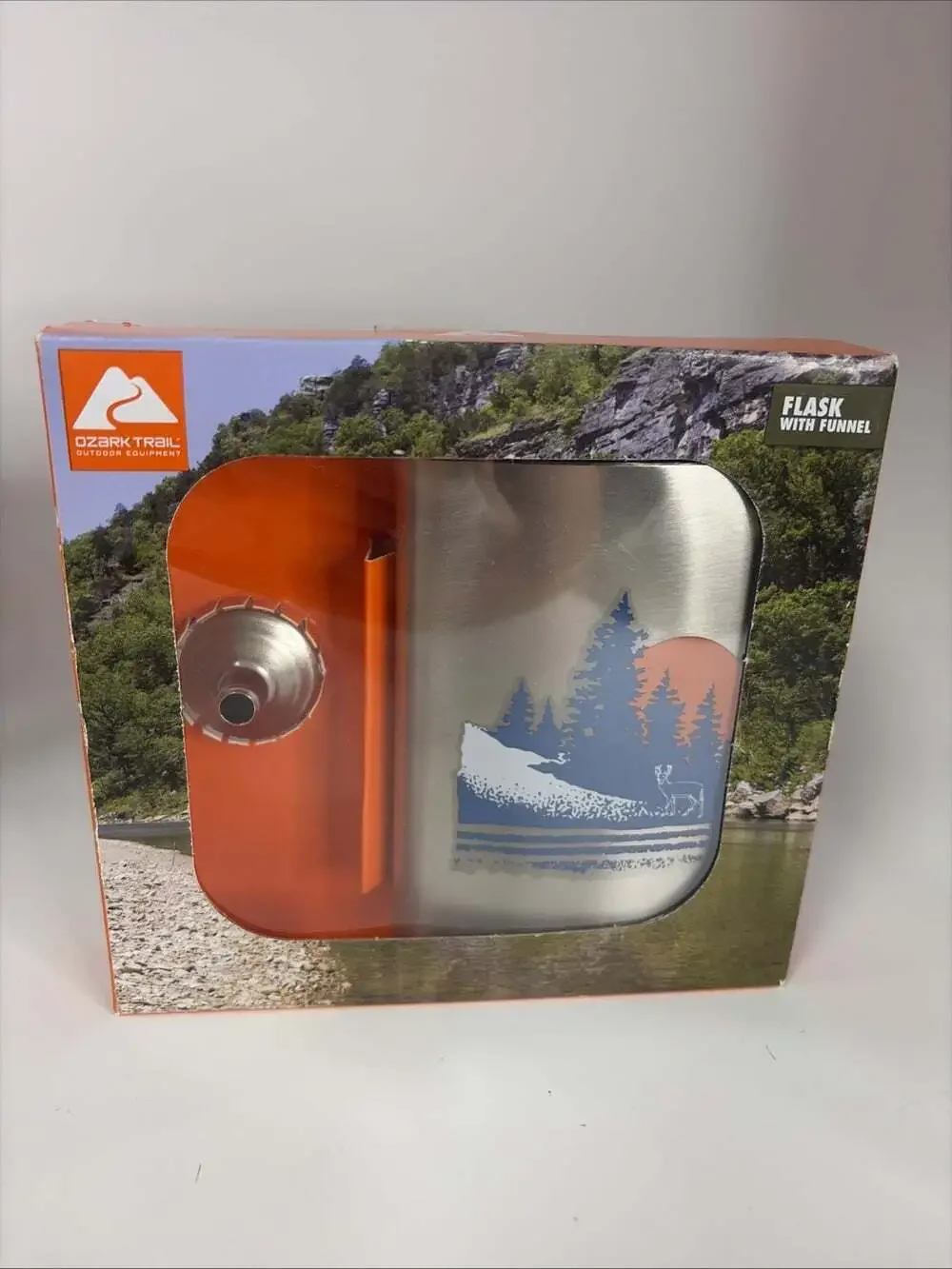 Ozark Trail 7.5 oz Stainless Steel Flask with Attached cap & Easy Pour Funnel
